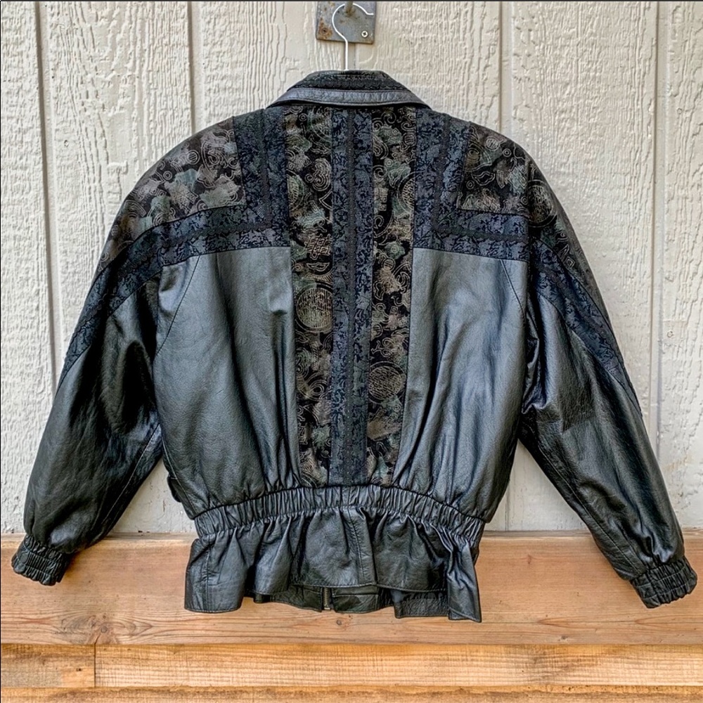 Vintage genuine leather jacket, unique pattern - Picture 2 of 8